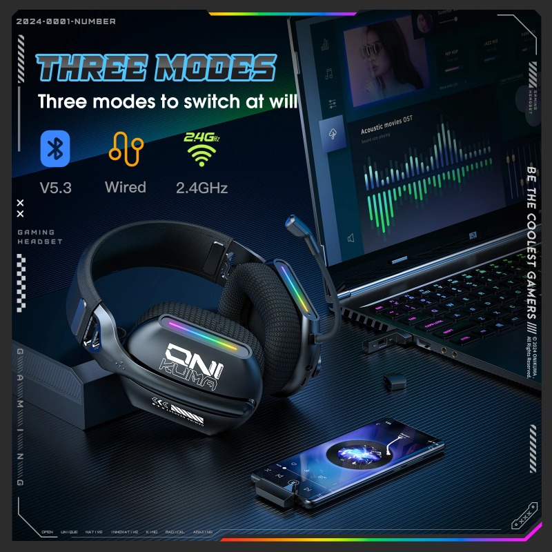 ONIKUMA GT808 무선 게임용 헤드셋 트라이 모 - Venom Gaming Accessories 리뷰 및 가격