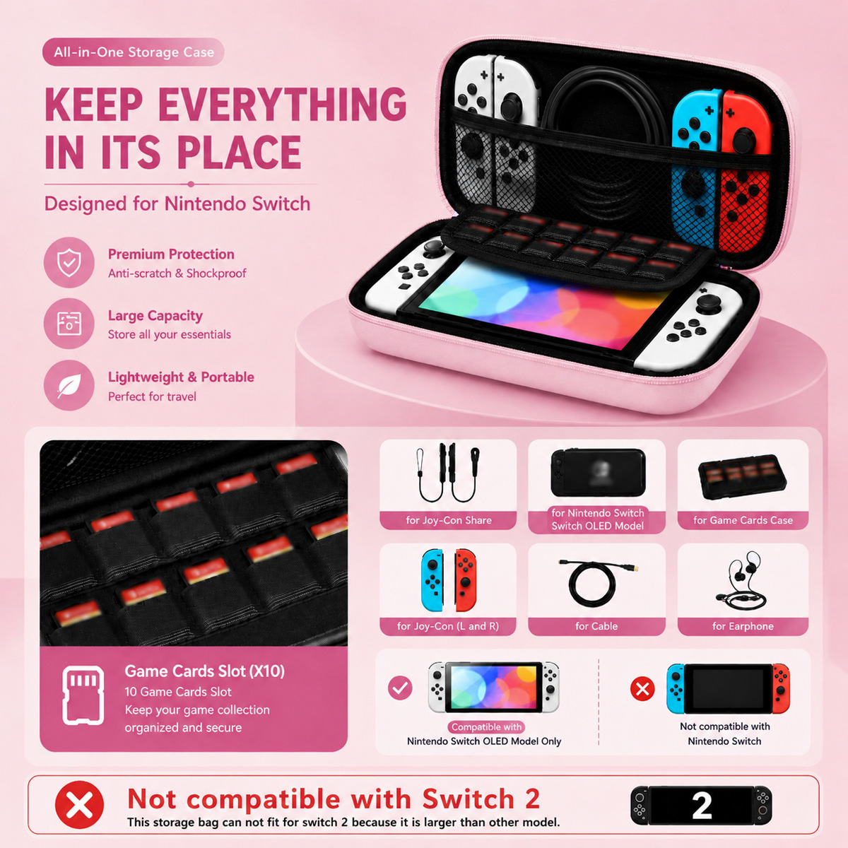 메쉬 포켓이 있는 휴대용 케이스, 닌텐도 스위치 라이트 - Gaming Accessories Bag 리뷰 및 가격