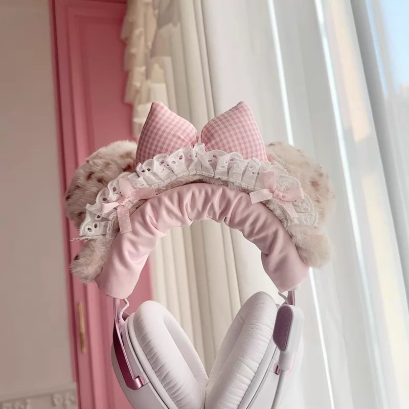 러플 엣지 레이스 헤드폰 케이스 맞춤 제작 귀여운 헤드 - Gaming Accessories Rack 리뷰 및 가격