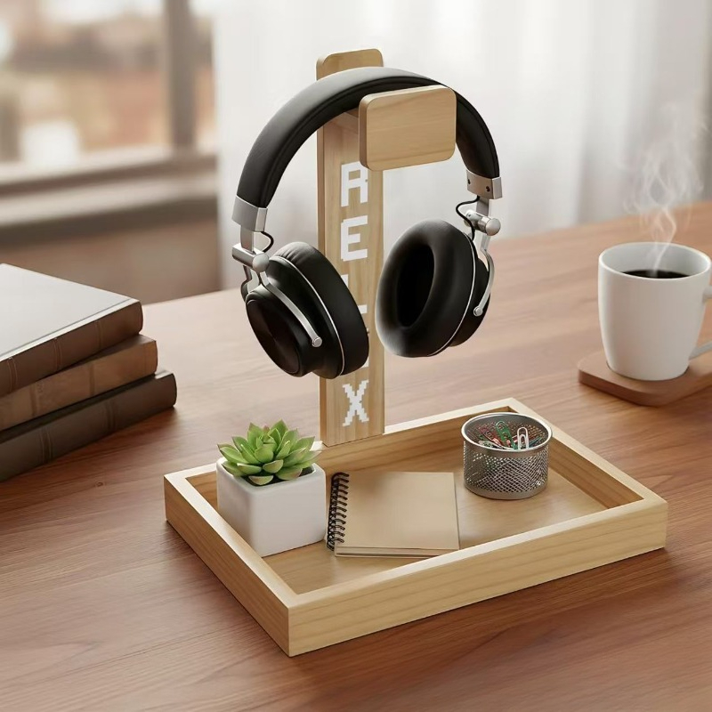 나무 재질 게이밍 헤드셋 스탠드, 헤드폰 및 컨트롤러용 - Gaming Accessories Rack 리뷰 및 가격